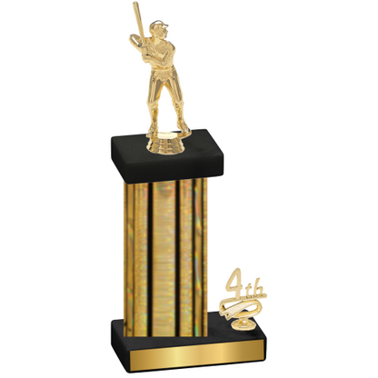 Accented Single Gold Glacier Fourth Place Baseball Trophy