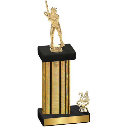 Accented Single Gold Glacier Year Baseball Trophy