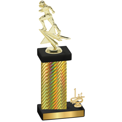 Accented Single Gold Carbon Fiber First Place Football Trophy