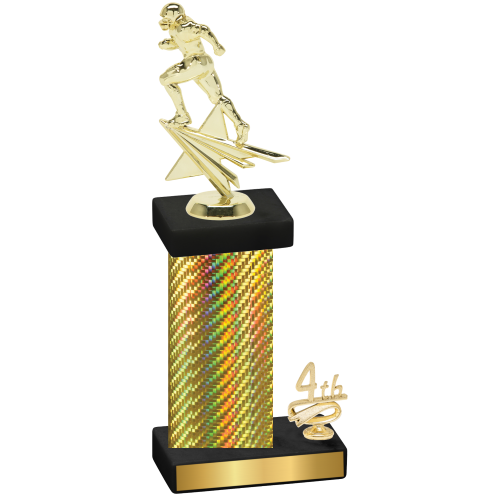 Accented Single Gold Carbon Fiber Fourth Place Football Trophy