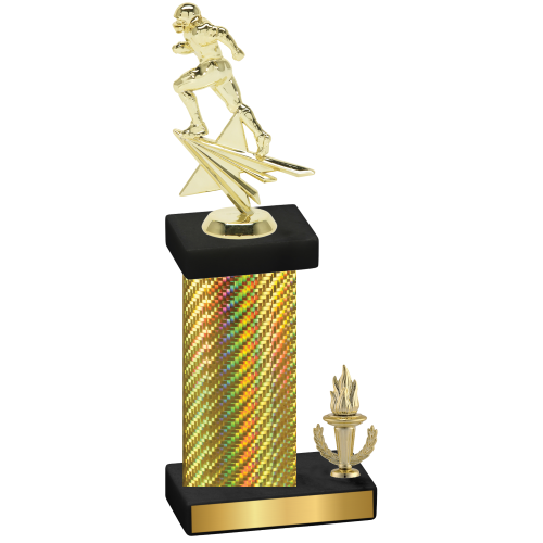 Accented Single Gold Carbon Fiber Victory Football Trophy