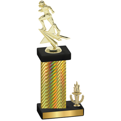 Accented Single Gold Carbon Fiber Victory Football Trophy