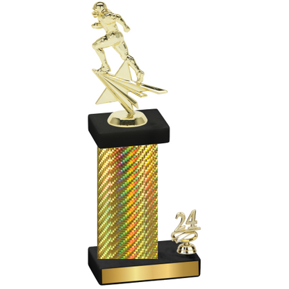 Accented Single Gold Carbon Fiber Year Football Trophy