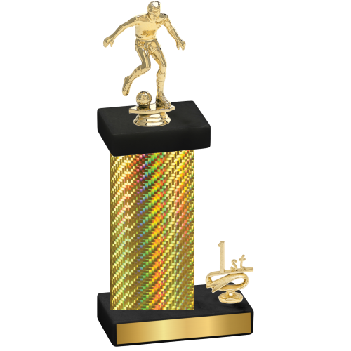 Accented Single Gold Carbon Fiber First Place Soccer Trophy