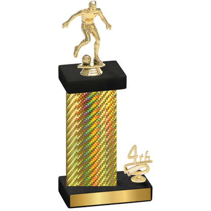 Accented Single Gold Carbon Fiber Fourth Place Soccer Trophy