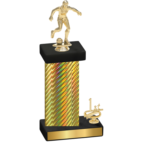 Accented Single Gold Carbon Fiber First Place Soccer Trophy