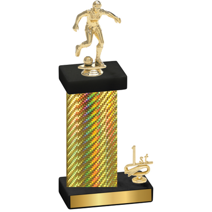 Accented Single Gold Carbon Fiber First Place Soccer Trophy