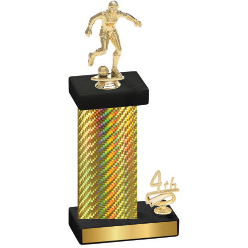 Accented Single Gold Carbon Fiber Fourth Place Soccer Trophy