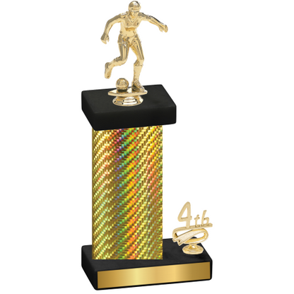 Accented Single Gold Carbon Fiber Fourth Place Soccer Trophy
