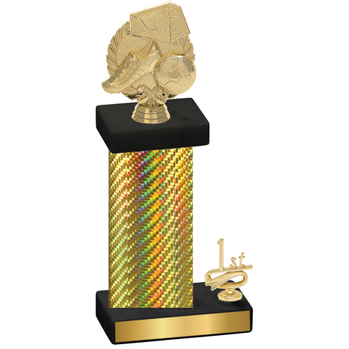 Accented Single Gold Carbon Fiber First Place Soccer Trophy