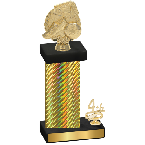 Accented Single Gold Carbon Fiber Fourth Place Soccer Trophy