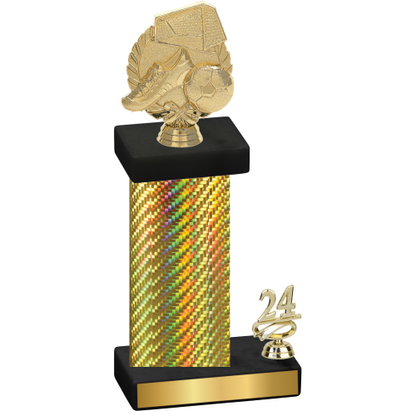 Accented Single Gold Carbon Fiber Year Soccer Trophy