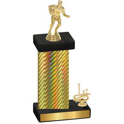 Accented Single Gold Carbon Fiber First Place Rugby Trophy