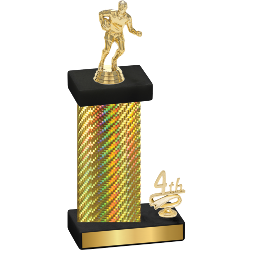 Accented Single Gold Carbon Fiber Fourth Place Rugby Trophy