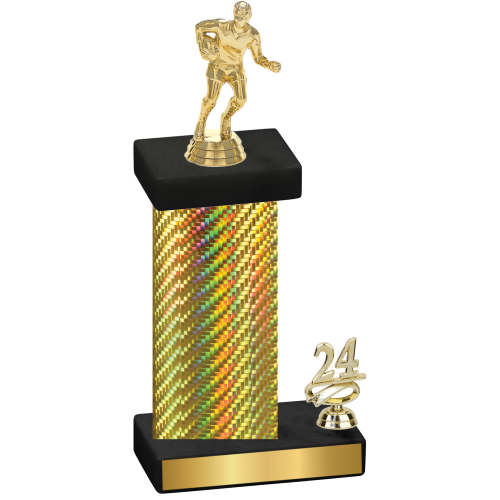 Accented Single Gold Carbon Fiber Year Rugby Trophy