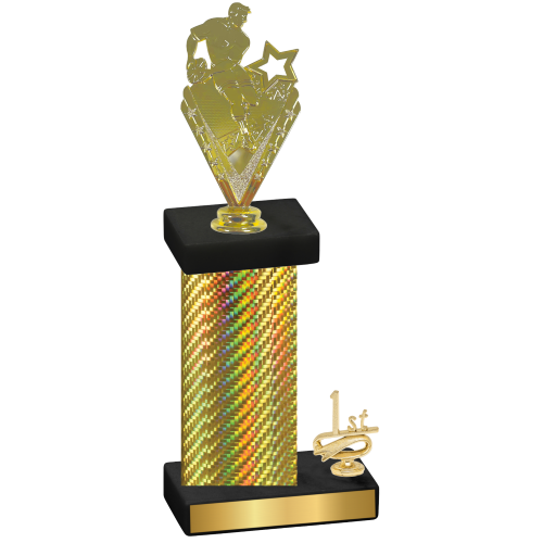 Accented Single Gold Carbon Fiber First Place Rugby Trophy