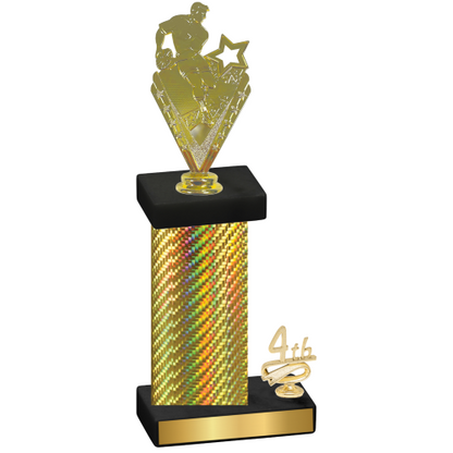 Accented Single Gold Carbon Fiber Fourth Place Rugby Trophy