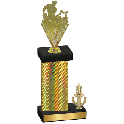 Accented Single Gold Carbon Fiber Victory Rugby Trophy