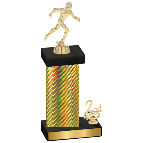 Accented Single Gold Carbon Fiber Second Place Running Trophy