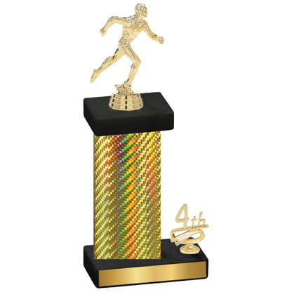 Accented Single Gold Carbon Fiber Fourth Place Running Trophy