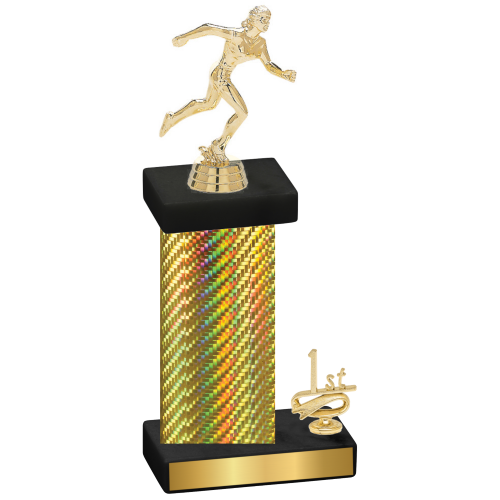 Accented Single Gold Carbon Fiber First Place Running Trophy