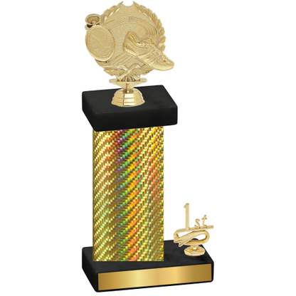 Accented Single Gold Carbon Fiber First Place Running Trophy