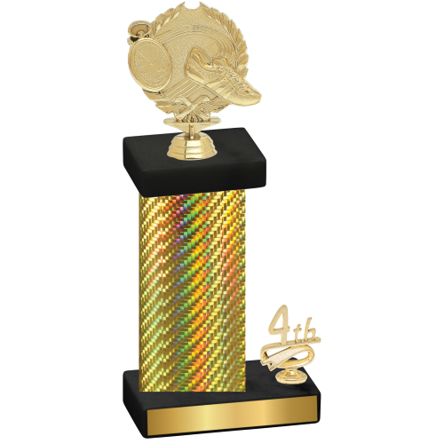 Accented Single Gold Carbon Fiber Fourth Place Running Trophy