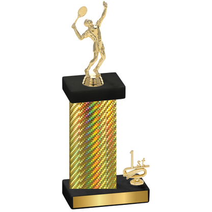 Accented Single Gold Carbon Fiber First Place Tennis Trophy