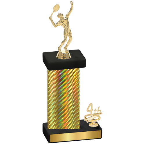 Accented Single Gold Carbon Fiber Fourth Place Tennis Trophy
