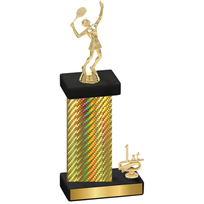 Accented Single Gold Carbon Fiber First Place Tennis Trophy