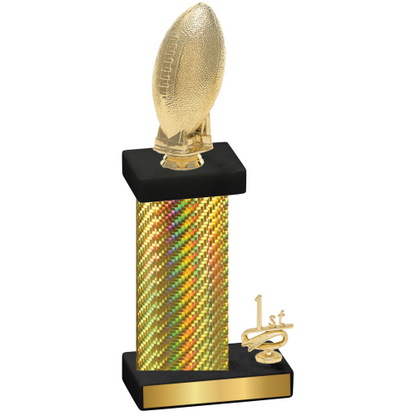 Accented Single Gold Carbon Fiber First Place Football Trophy