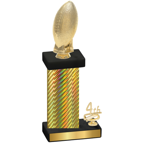 Accented Single Gold Carbon Fiber Fourth Place Football Trophy