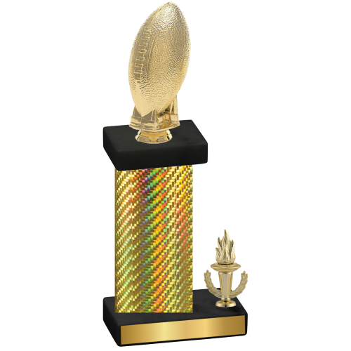 Accented Single Gold Carbon Fiber Victory Football Trophy