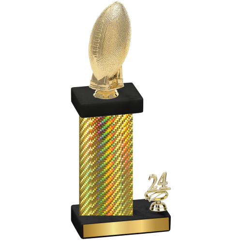 Accented Single Gold Carbon Fiber Year Football Trophy