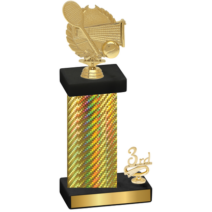 Accented Single Gold Carbon Fiber Third Place Tennis Trophy