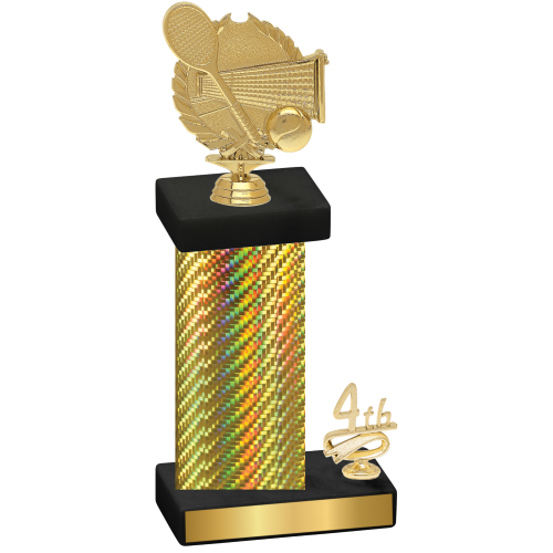 Accented Single Gold Carbon Fiber Fourth Place Tennis Trophy