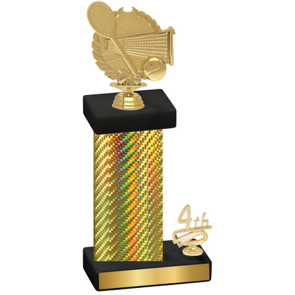 Accented Single Gold Carbon Fiber Fourth Place Tennis Trophy