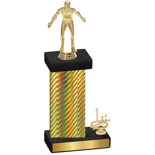 Accented Single Gold Carbon Fiber First Place Wrestling Trophy