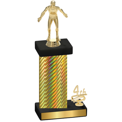 Accented Single Gold Carbon Fiber Fourth Place Wrestling Trophy