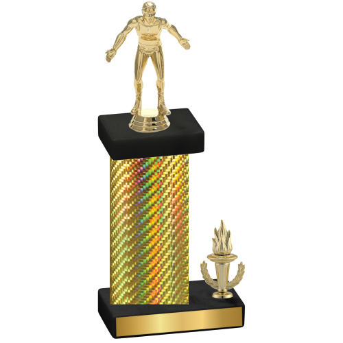 Accented Single Gold Carbon Fiber Victory Wrestling Trophy