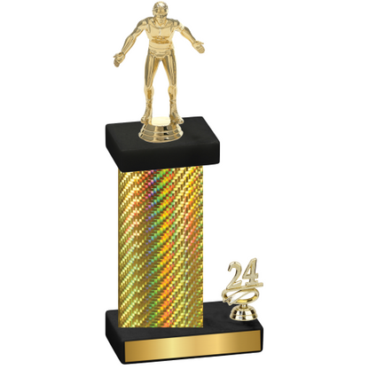 Accented Single Gold Carbon Fiber Year Wrestling Trophy