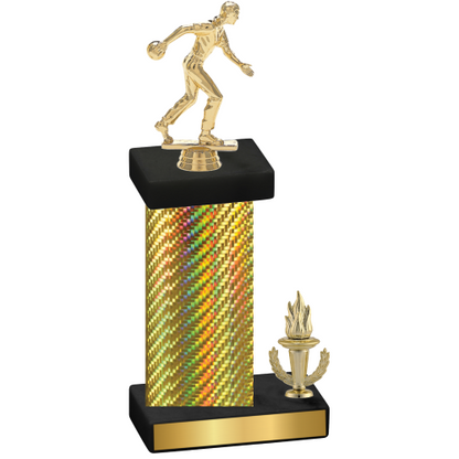 Accented Single Gold Carbon Fiber Victory Bowling Trophy