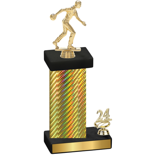 Accented Single Gold Carbon Fiber Year Bowling Trophy