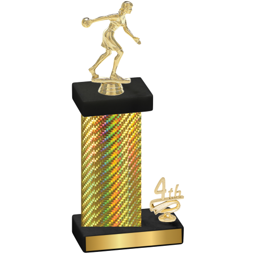 Accented Single Gold Carbon Fiber Fourth Place Bowling Trophy
