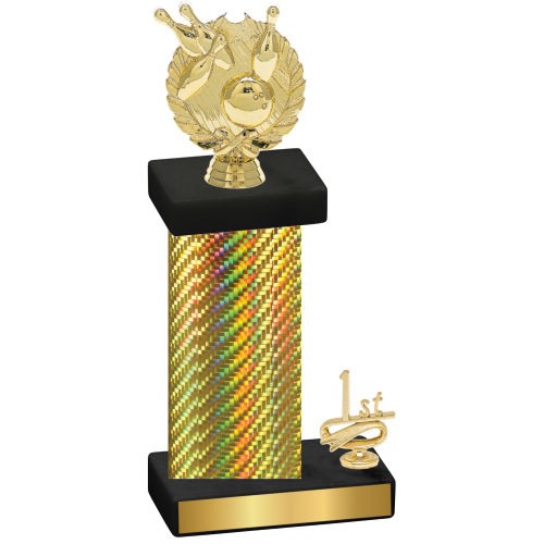 Accented Single Gold Carbon Fiber First Place Bowling Trophy