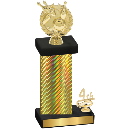 Accented Single Gold Carbon Fiber Fourth Place Bowling Trophy