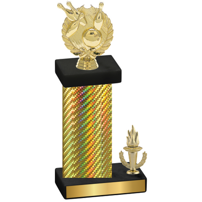 Accented Single Gold Carbon Fiber Victory Bowling Trophy