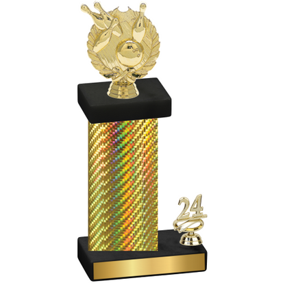 Accented Single Gold Carbon Fiber Year Bowling Trophy