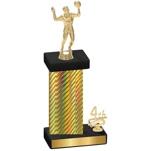 Accented Single Gold Carbon Fiber Fourth Place Volleyball Trophy