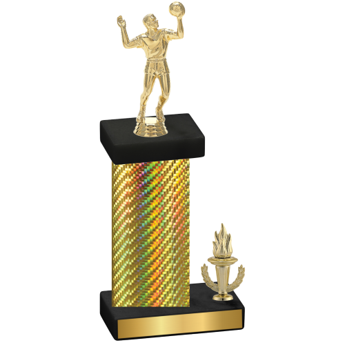 Accented Single Gold Carbon Fiber Victory Volleyball Trophy